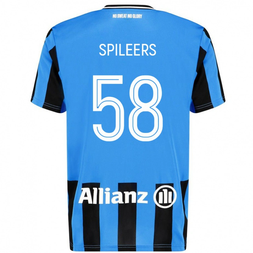 Danxen Niño Camiseta Jorne Spileers #58 Azul Cielo Negro 1ª Equipación 2024/25 La Camisa