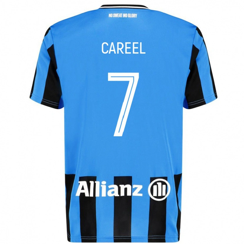 Danxen Niño Camiseta Oona Careel #7 Azul Cielo Negro 1ª Equipación 2024/25 La Camisa