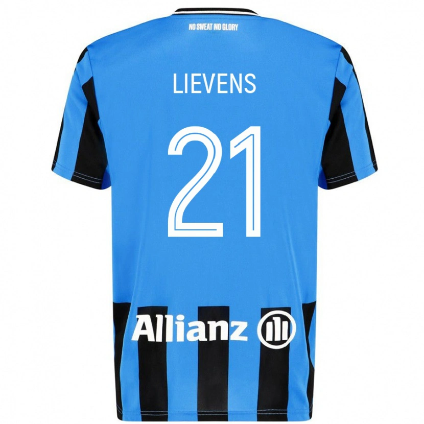 Danxen Niño Camiseta Caitlin Lievens #21 Azul Cielo Negro 1ª Equipación 2024/25 La Camisa