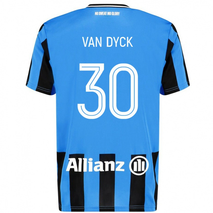 Danxen Niño Camiseta Nell Van Dyck #30 Azul Cielo Negro 1ª Equipación 2024/25 La Camisa