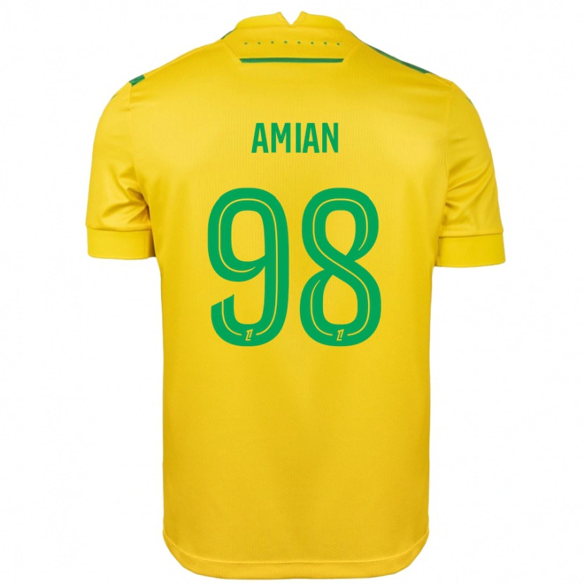 Danxen Niño Camiseta Kelvin Amian #98 Amarillo Verde 1ª Equipación 2024/25 La Camisa