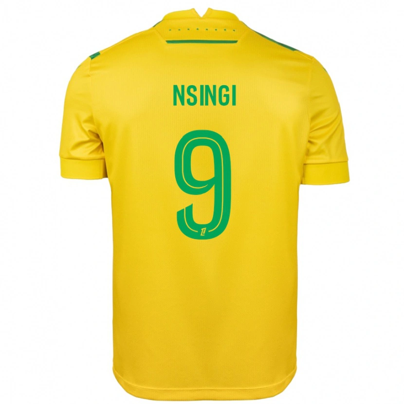 Danxen Niño Camiseta Plamedi Nsingi #9 Amarillo Verde 1ª Equipación 2024/25 La Camisa