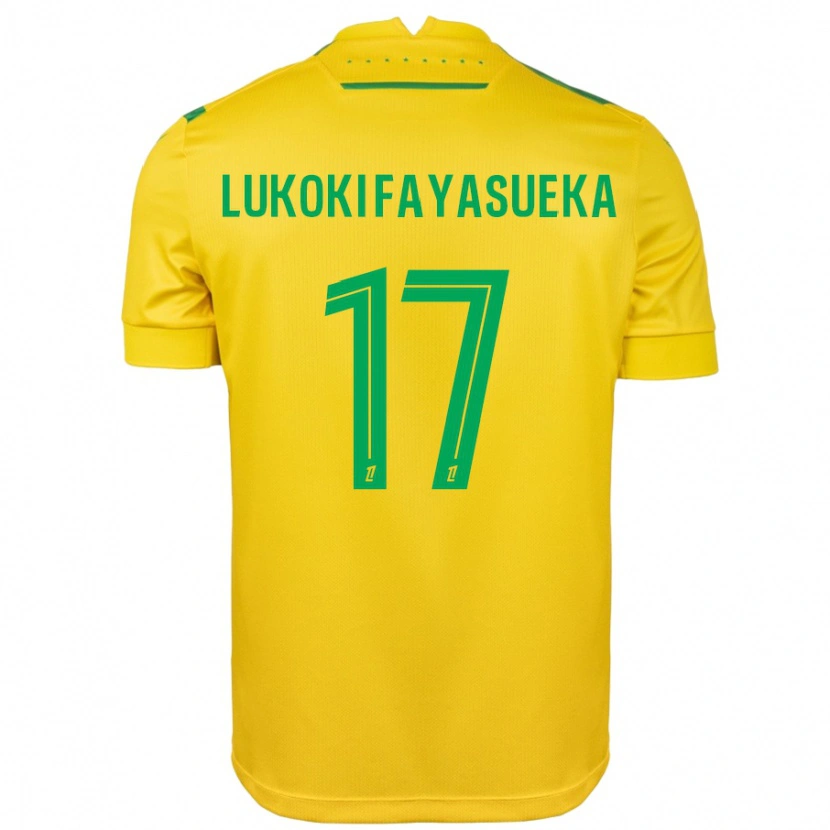 Danxen Niño Camiseta Kévin Lukoki Fayasueka #17 Amarillo Verde 1ª Equipación 2024/25 La Camisa