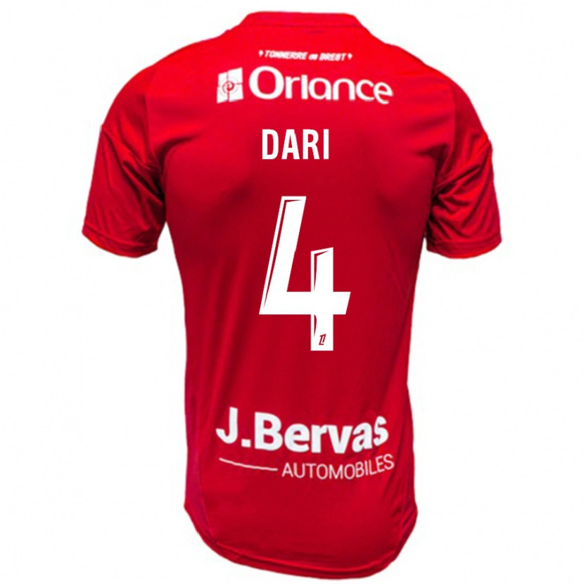 Danxen Niño Camiseta Achraf Dari #4 Rojo Blanco 1ª Equipación 2024/25 La Camisa