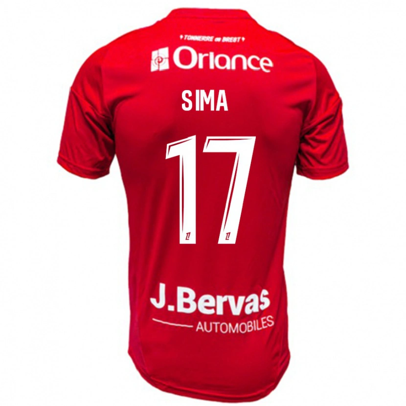 Danxen Niño Camiseta Abdallah Sima #17 Rojo Blanco 1ª Equipación 2024/25 La Camisa