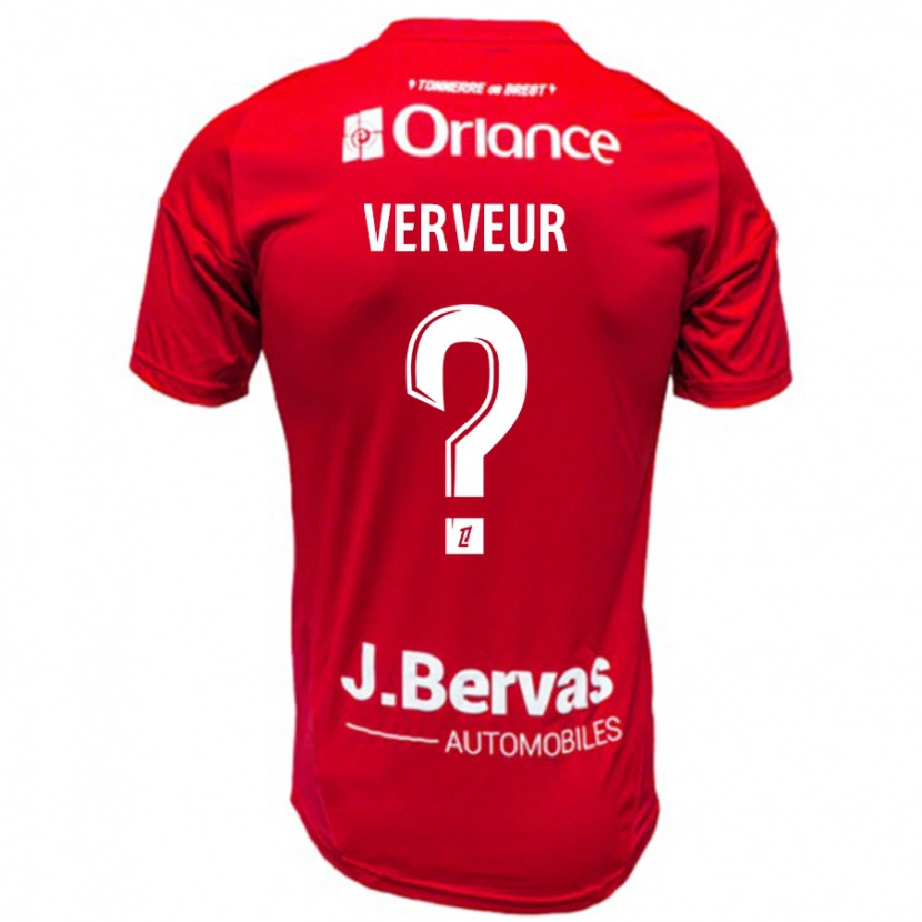 Danxen Niño Camiseta Titouan Verveur #0 Rojo Blanco 1ª Equipación 2024/25 La Camisa