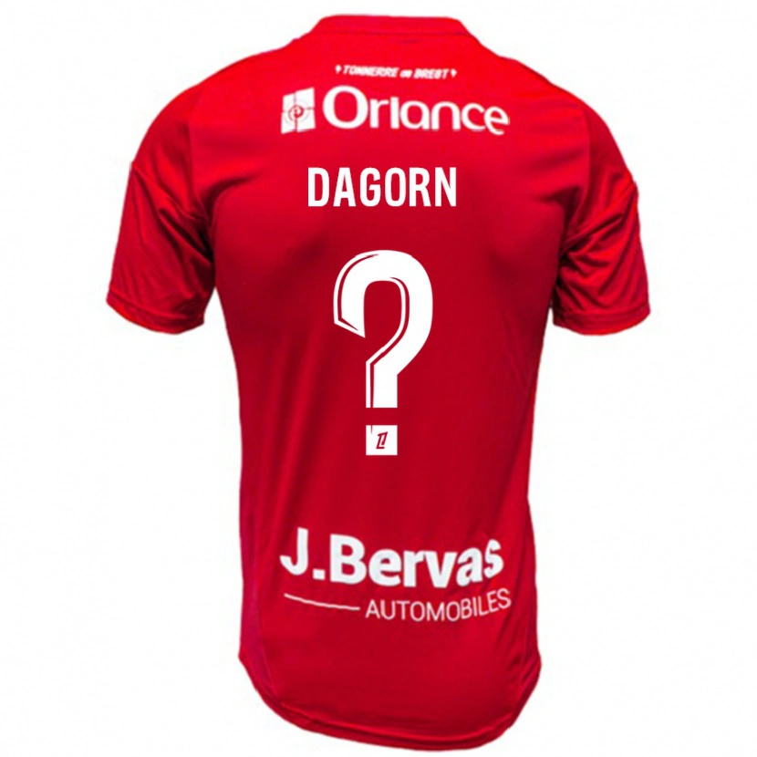 Danxen Niño Camiseta Maxime Dagorn #0 Rojo Blanco 1ª Equipación 2024/25 La Camisa