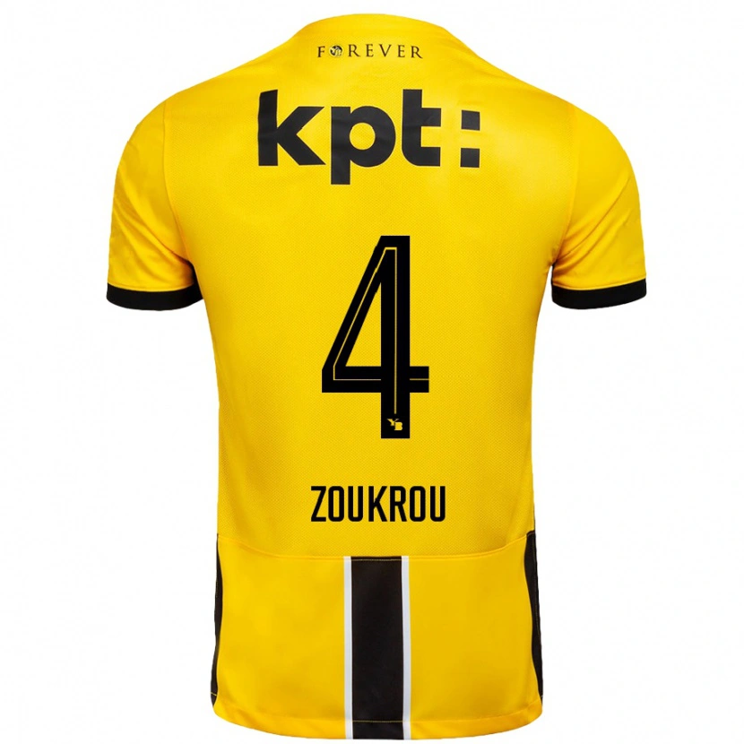 Danxen Niño Camiseta Tanguy Zoukrou #4 Amarillo Negro 1ª Equipación 2024/25 La Camisa