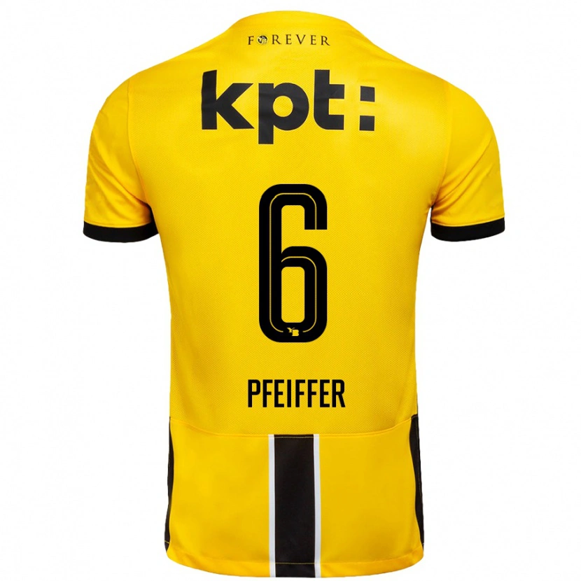 Danxen Niño Camiseta Patric Pfeiffer #6 Amarillo Negro 1ª Equipación 2024/25 La Camisa