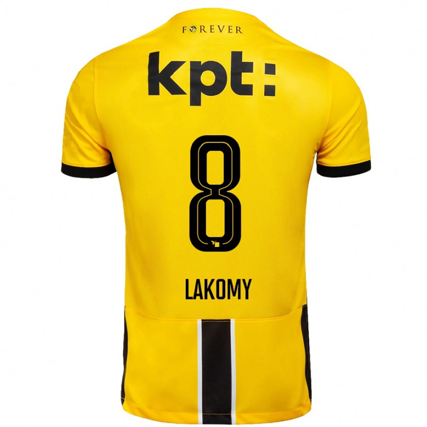 Danxen Niño Camiseta Lukasz Lakomy #8 Amarillo Negro 1ª Equipación 2024/25 La Camisa