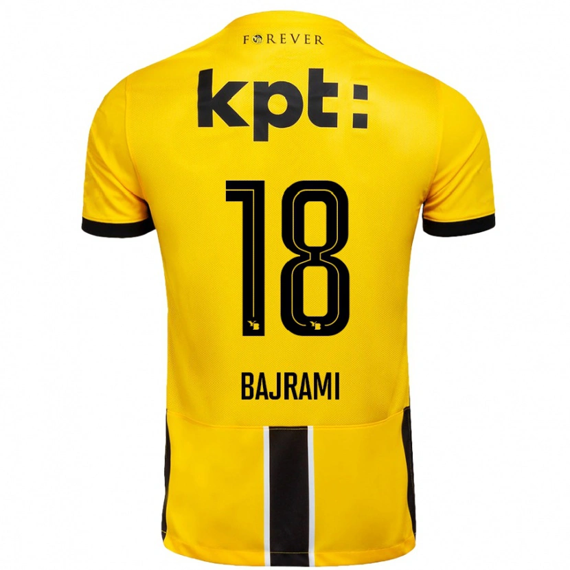 Danxen Niño Camiseta Ardian Bajrami #18 Amarillo Negro 1ª Equipación 2024/25 La Camisa