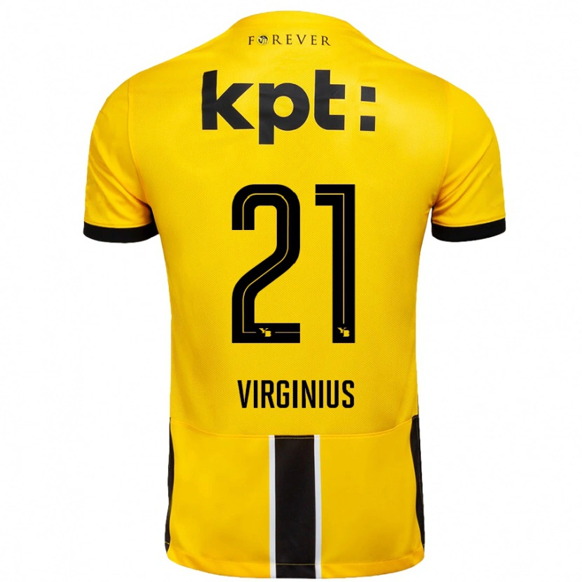 Danxen Niño Camiseta Alan Virginius #21 Amarillo Negro 1ª Equipación 2024/25 La Camisa