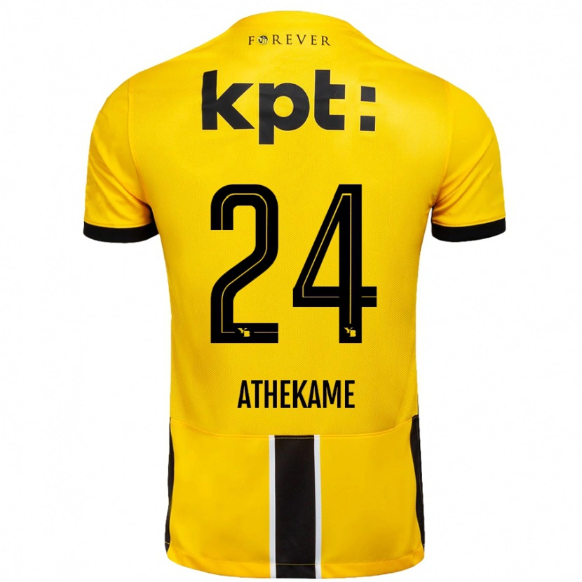 Danxen Niño Camiseta Zachary Athekame #24 Amarillo Negro 1ª Equipación 2024/25 La Camisa