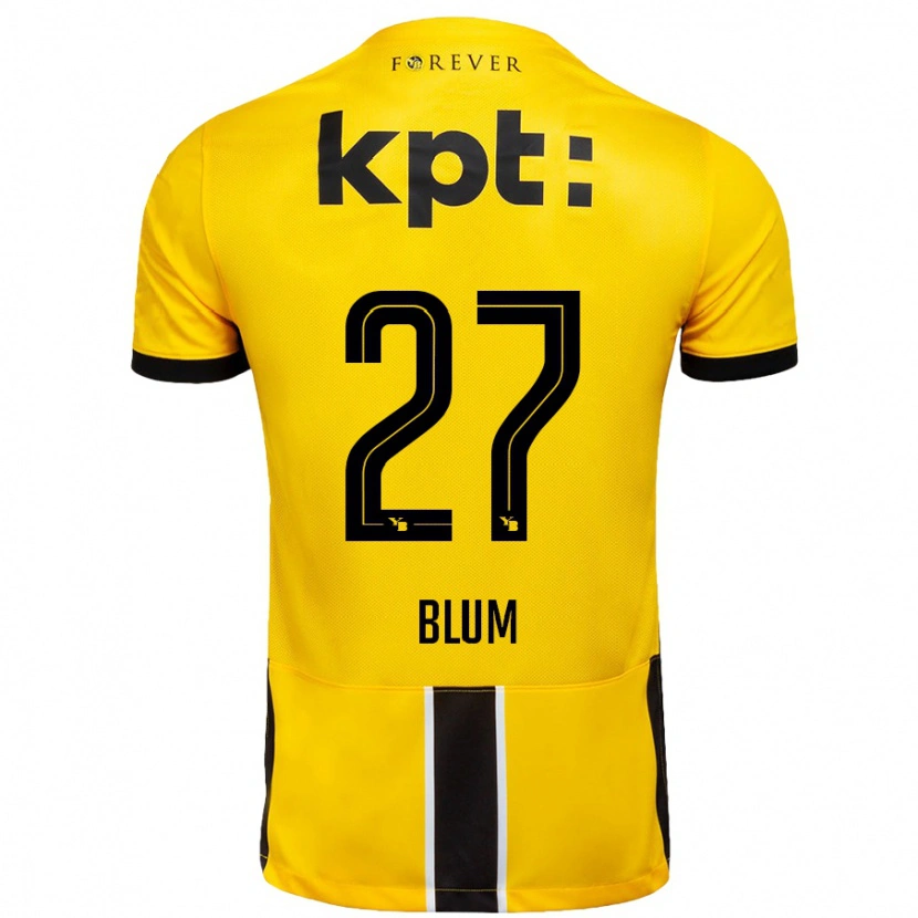 Danxen Niño Camiseta Lewin Blum #27 Amarillo Negro 1ª Equipación 2024/25 La Camisa