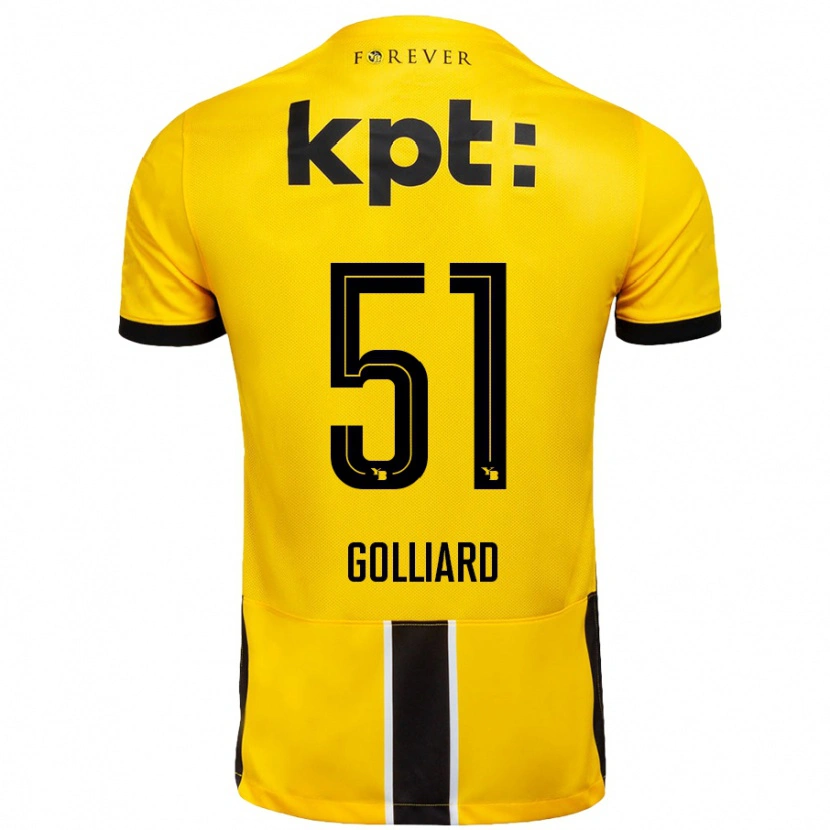 Danxen Niño Camiseta Théo Golliard #51 Amarillo Negro 1ª Equipación 2024/25 La Camisa