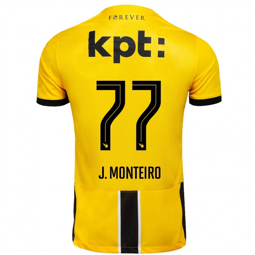 Danxen Niño Camiseta Joël Monteiro #77 Amarillo Negro 1ª Equipación 2024/25 La Camisa