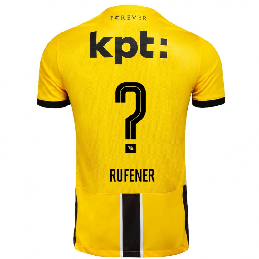 Danxen Niño Camiseta Elio Rufener #0 Amarillo Negro 1ª Equipación 2024/25 La Camisa