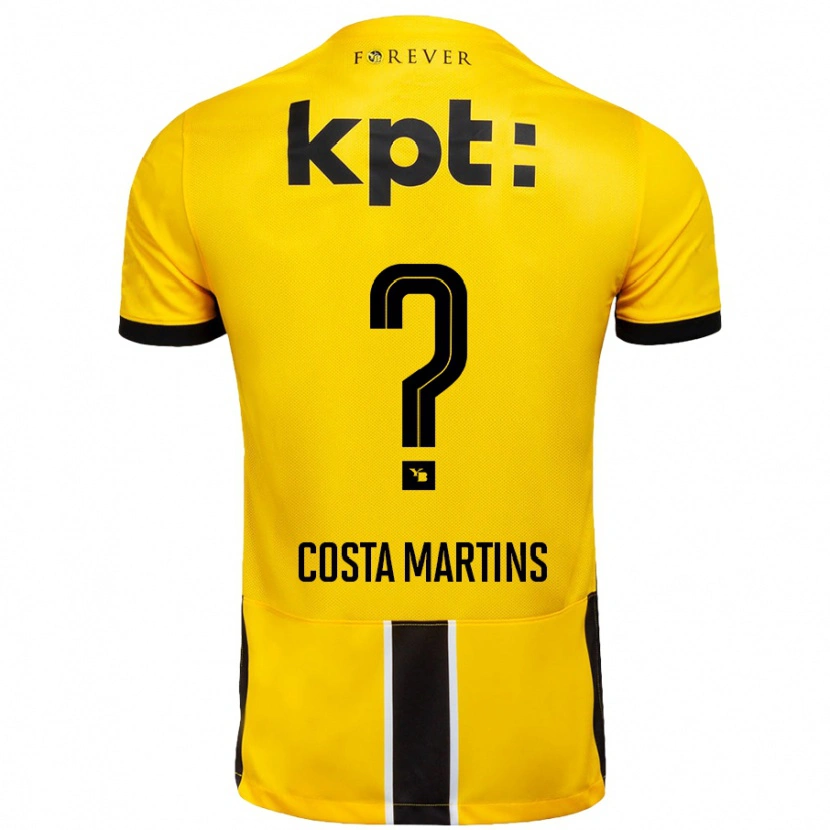 Danxen Niño Camiseta Yvann Costa Martins #0 Amarillo Negro 1ª Equipación 2024/25 La Camisa