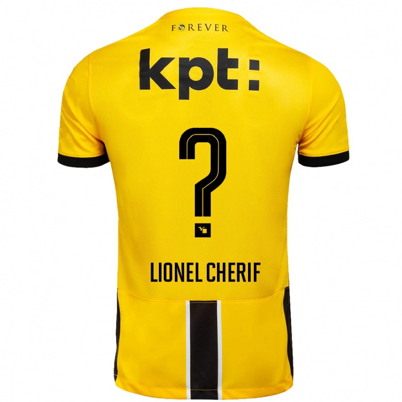 Danxen Niño Camiseta Kader Lionel Cherif #0 Amarillo Negro 1ª Equipación 2024/25 La Camisa