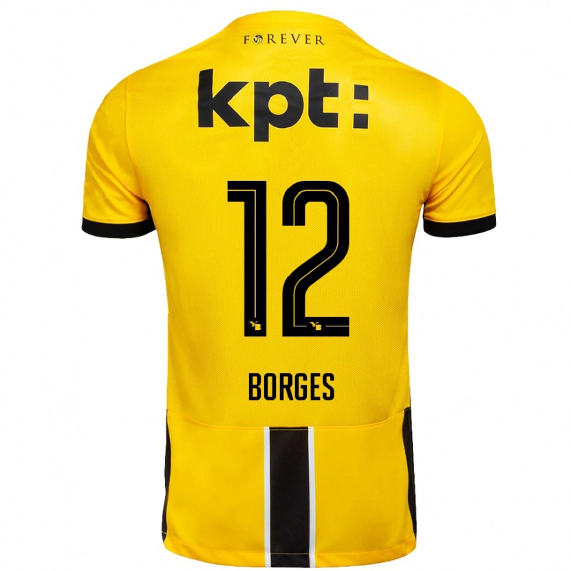 Danxen Niño Camiseta David Borges #12 Amarillo Negro 1ª Equipación 2024/25 La Camisa