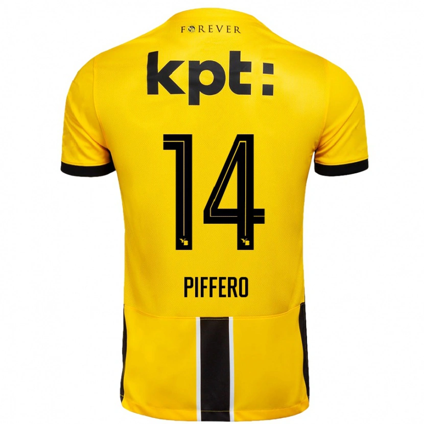 Danxen Niño Camiseta David Piffero #14 Amarillo Negro 1ª Equipación 2024/25 La Camisa