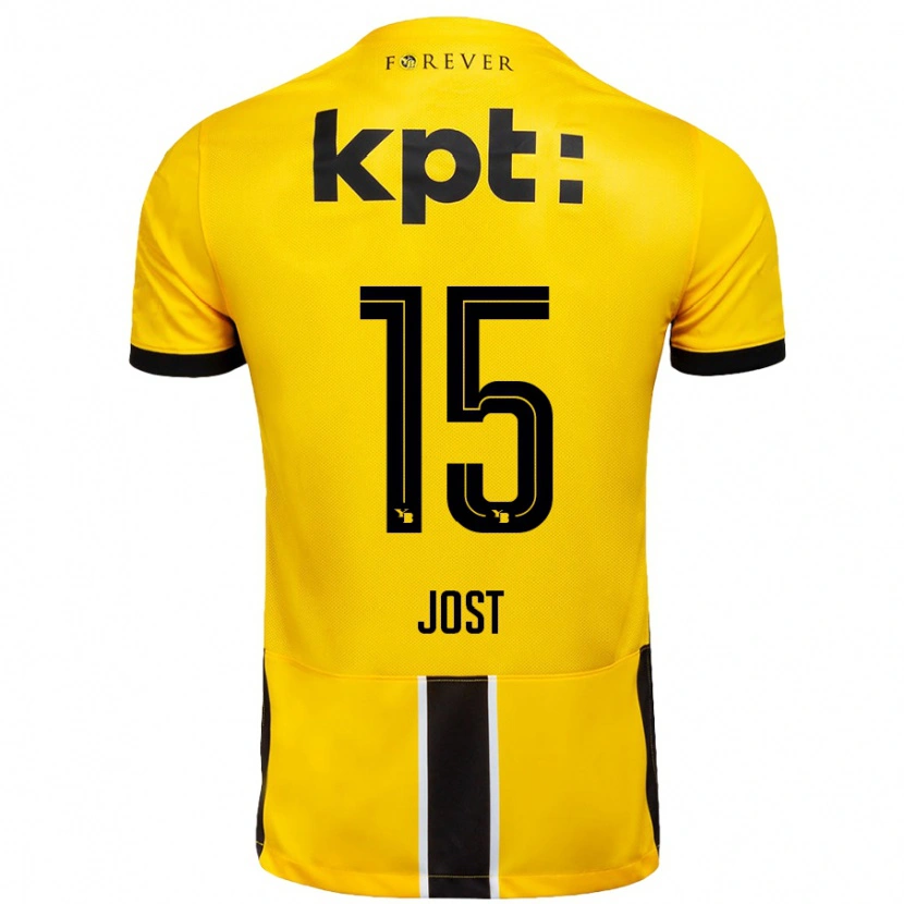 Danxen Niño Camiseta Tristan Jost #15 Amarillo Negro 1ª Equipación 2024/25 La Camisa