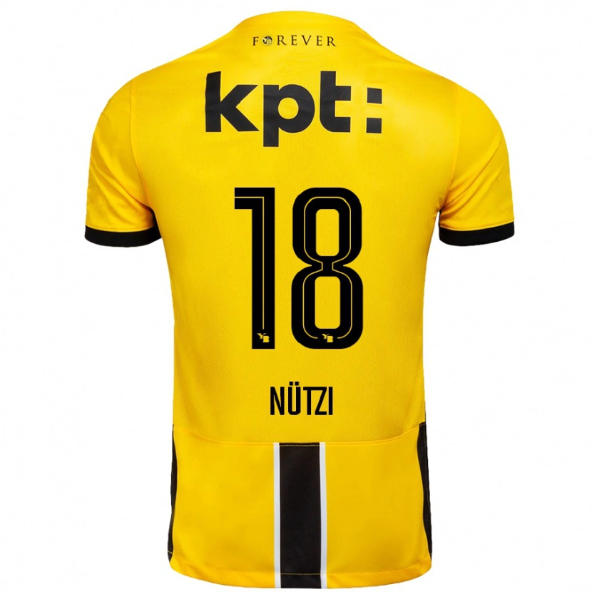 Danxen Niño Camiseta Timon Nützi #18 Amarillo Negro 1ª Equipación 2024/25 La Camisa