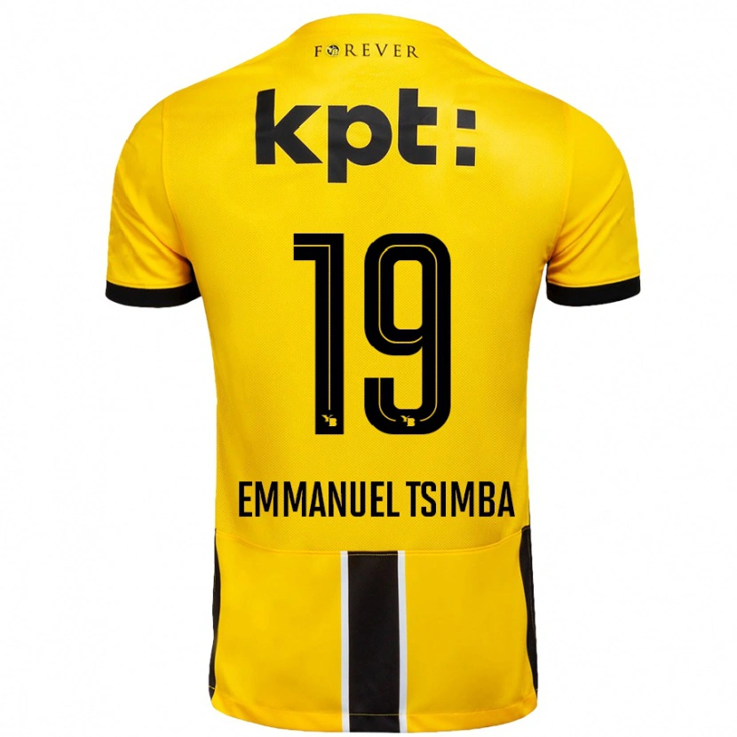 Danxen Niño Camiseta Felix Emmanuel Tsimba #19 Amarillo Negro 1ª Equipación 2024/25 La Camisa