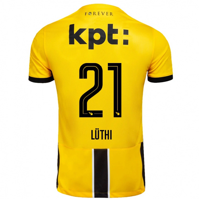 Danxen Niño Camiseta Janis Lüthi #21 Amarillo Negro 1ª Equipación 2024/25 La Camisa