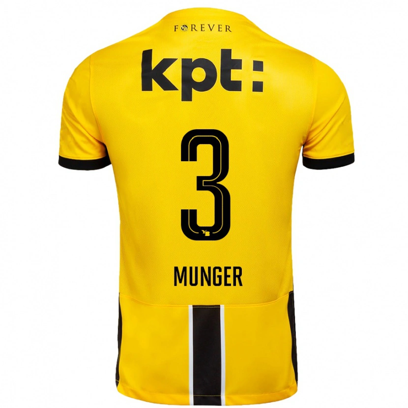 Danxen Niño Camiseta Noa Münger #3 Amarillo Negro 1ª Equipación 2024/25 La Camisa