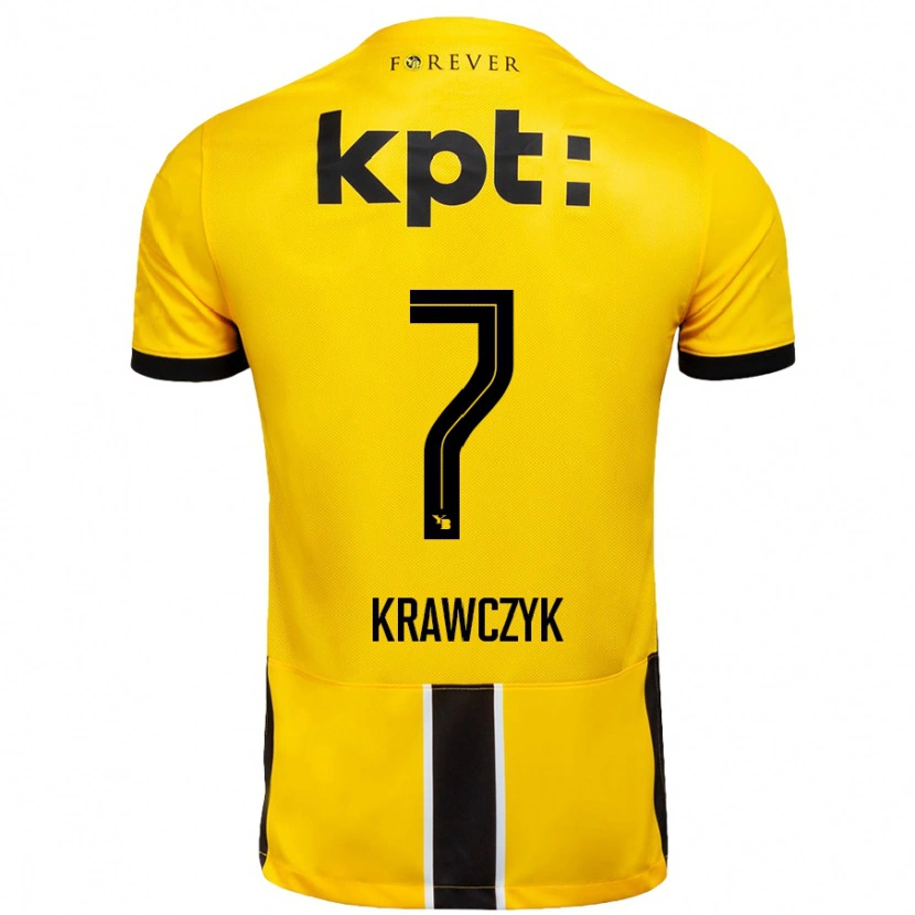 Danxen Niño Camiseta Caroline Krawczyk #7 Amarillo Negro 1ª Equipación 2024/25 La Camisa