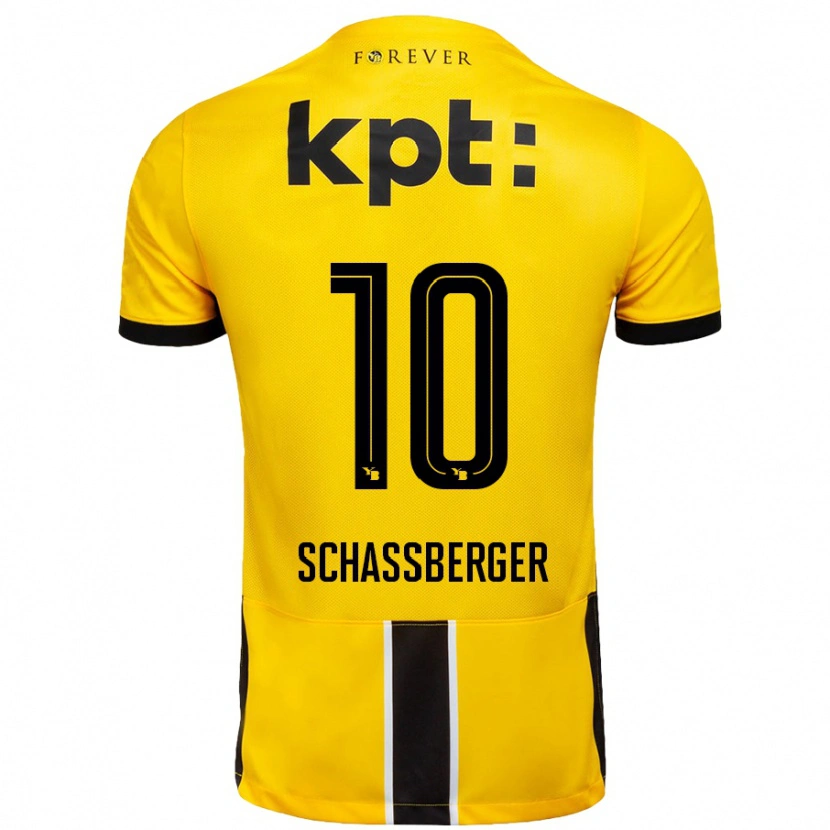 Danxen Niño Camiseta Julia Schassberger #10 Amarillo Negro 1ª Equipación 2024/25 La Camisa