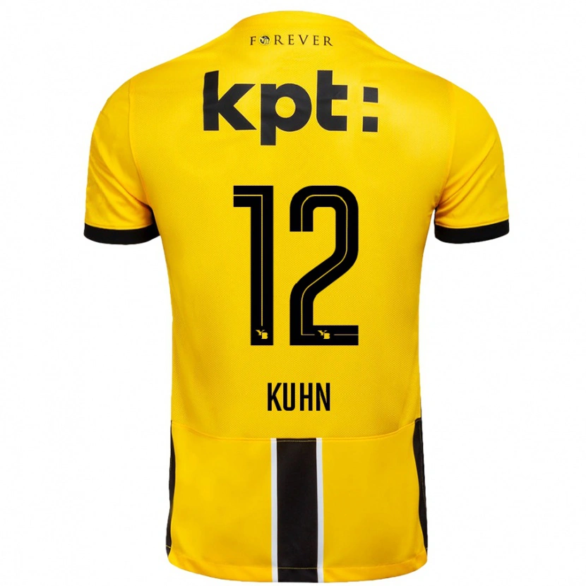 Danxen Niño Camiseta Athena Kühn #12 Amarillo Negro 1ª Equipación 2024/25 La Camisa