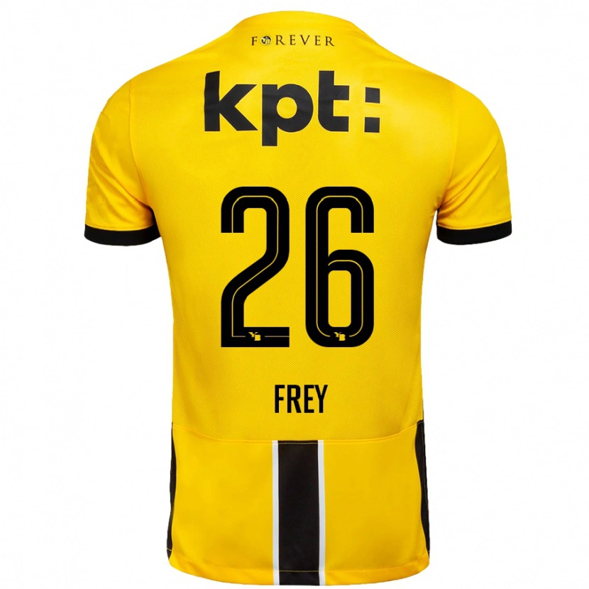 Danxen Niño Camiseta Laura Frey #26 Amarillo Negro 1ª Equipación 2024/25 La Camisa