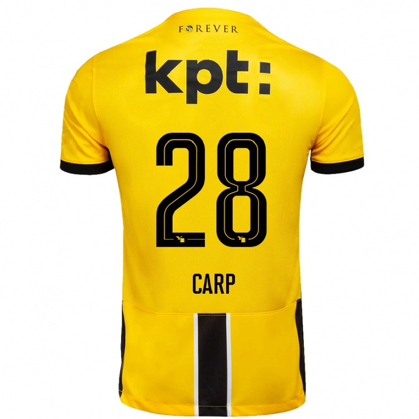 Danxen Niño Camiseta Cristina Carp #28 Amarillo Negro 1ª Equipación 2024/25 La Camisa