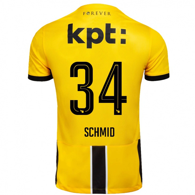 Danxen Niño Camiseta Céline Schmid #34 Amarillo Negro 1ª Equipación 2024/25 La Camisa