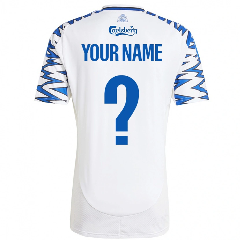 Danxen Niño Camiseta Su Nombre #0 Blanco Azul Cielo 1ª Equipación 2024/25 La Camisa