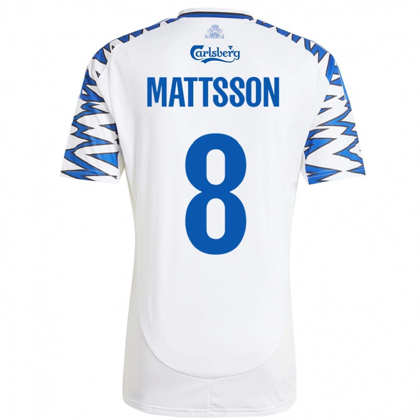 Danxen Niño Camiseta Magnus Mattsson #8 Blanco Azul Cielo 1ª Equipación 2024/25 La Camisa