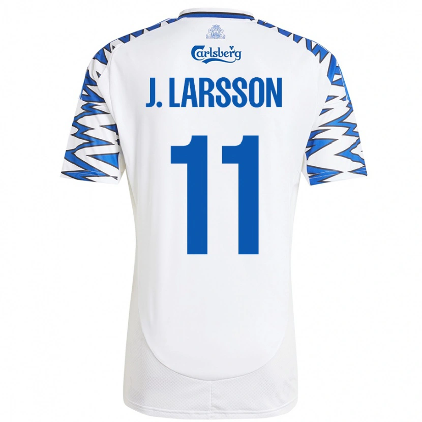 Danxen Niño Camiseta Jordan Larsson #11 Blanco Azul Cielo 1ª Equipación 2024/25 La Camisa