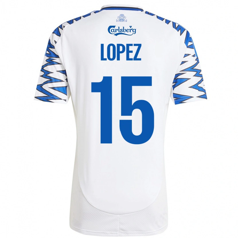 Danxen Niño Camiseta Marcos López #15 Blanco Azul Cielo 1ª Equipación 2024/25 La Camisa