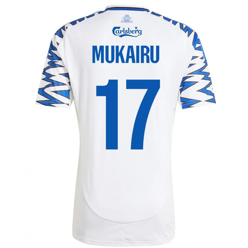 Danxen Niño Camiseta Paul Mukairu #17 Blanco Azul Cielo 1ª Equipación 2024/25 La Camisa