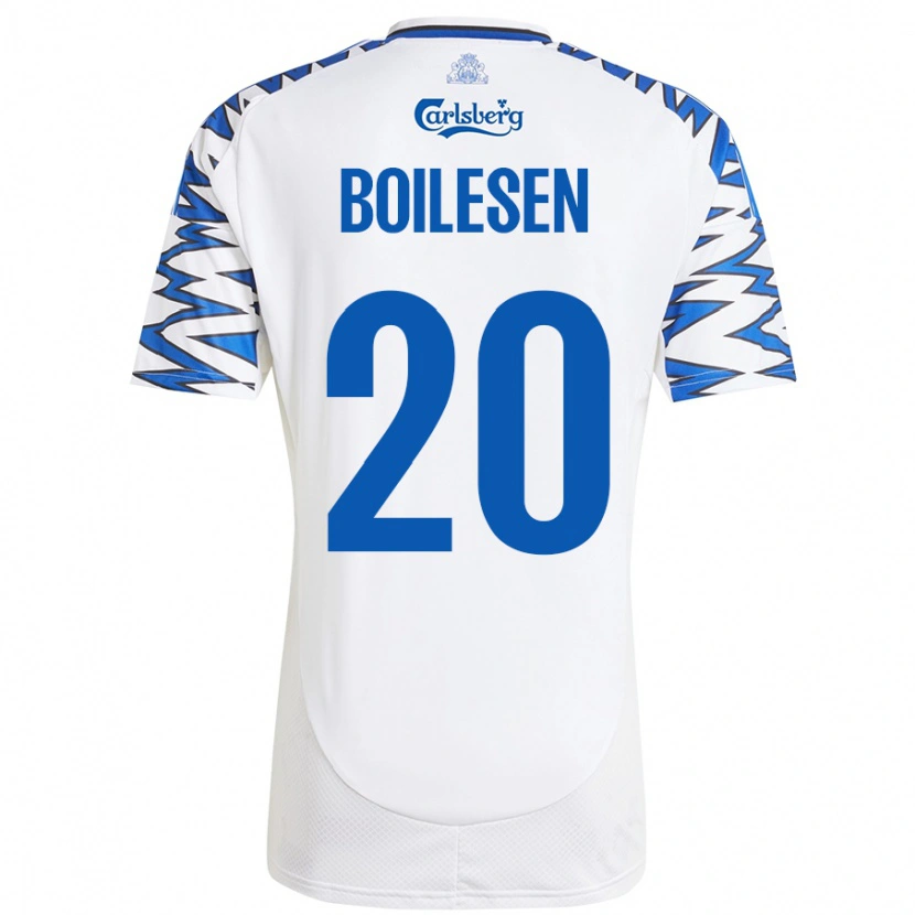 Danxen Niño Camiseta Nicolai Boilesen #20 Blanco Azul Cielo 1ª Equipación 2024/25 La Camisa