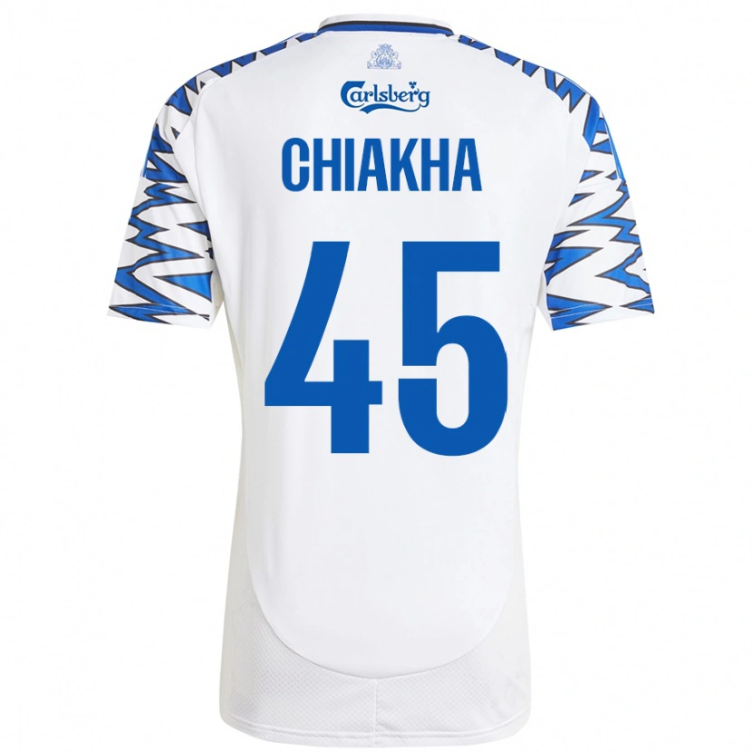 Danxen Niño Camiseta Amin Chiakha #45 Blanco Azul Cielo 1ª Equipación 2024/25 La Camisa