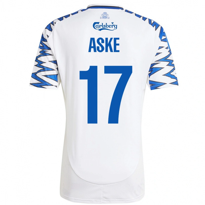 Danxen Niño Camiseta Aske Christensen #17 Blanco Azul Cielo 1ª Equipación 2024/25 La Camisa