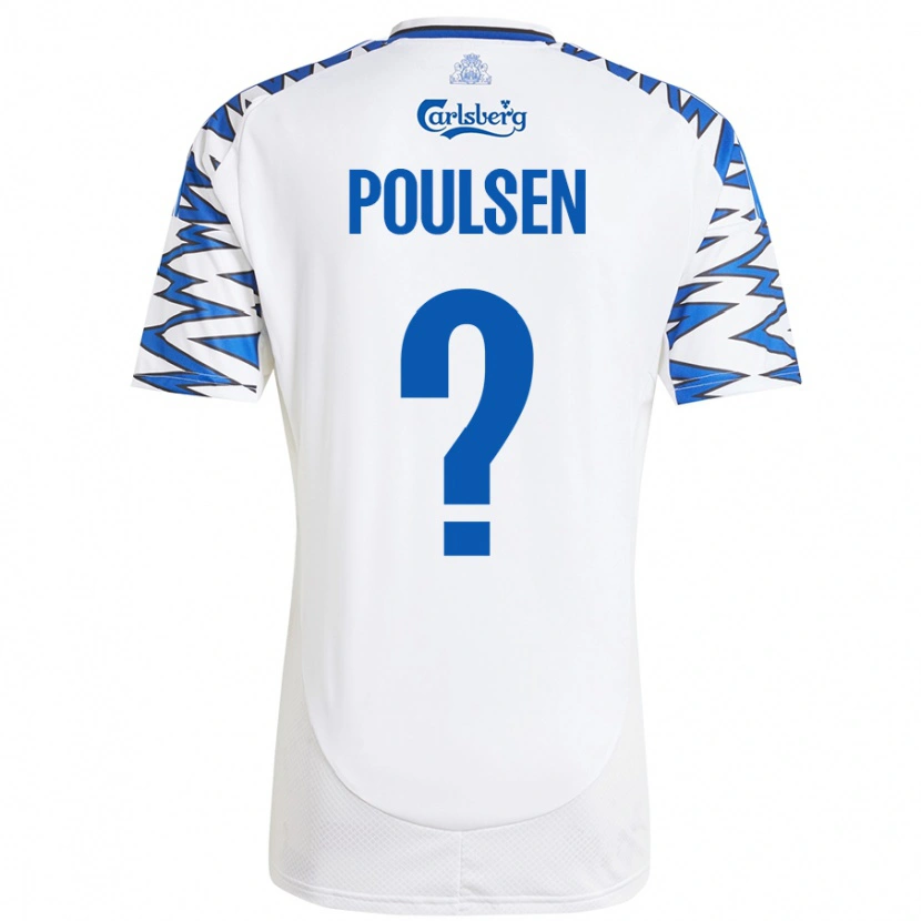 Danxen Niño Camiseta Xander Poulsen #0 Blanco Azul Cielo 1ª Equipación 2024/25 La Camisa