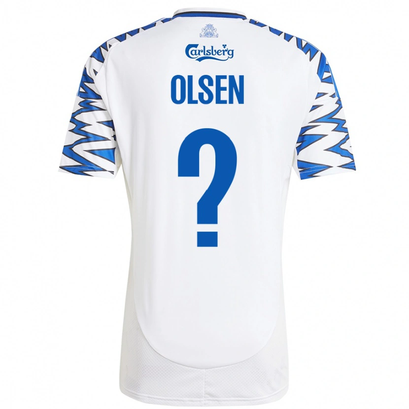 Danxen Niño Camiseta Gunnar Olsen #0 Blanco Azul Cielo 1ª Equipación 2024/25 La Camisa