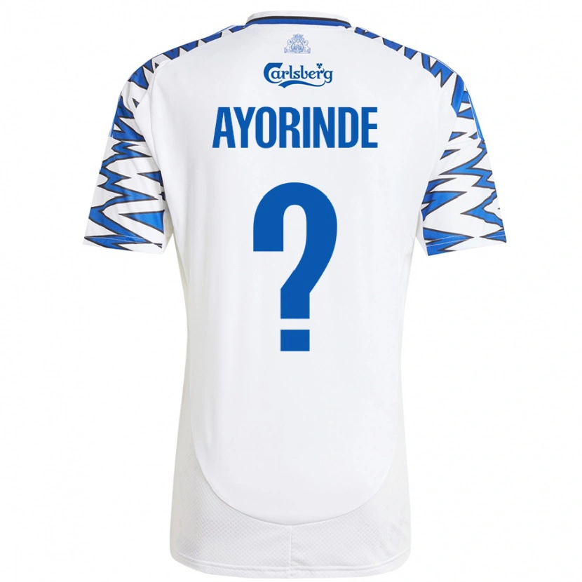 Danxen Niño Camiseta Noah Ayorinde #0 Blanco Azul Cielo 1ª Equipación 2024/25 La Camisa