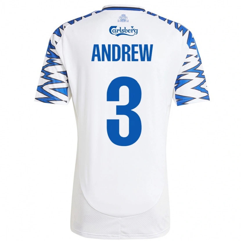 Danxen Niño Camiseta Tristan Andrew #3 Blanco Azul Cielo 1ª Equipación 2024/25 La Camisa