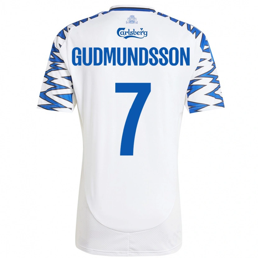 Danxen Niño Camiseta Galdur Gudmundsson #7 Blanco Azul Cielo 1ª Equipación 2024/25 La Camisa