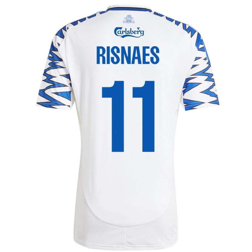 Danxen Niño Camiseta Roberto Risnaes #11 Blanco Azul Cielo 1ª Equipación 2024/25 La Camisa